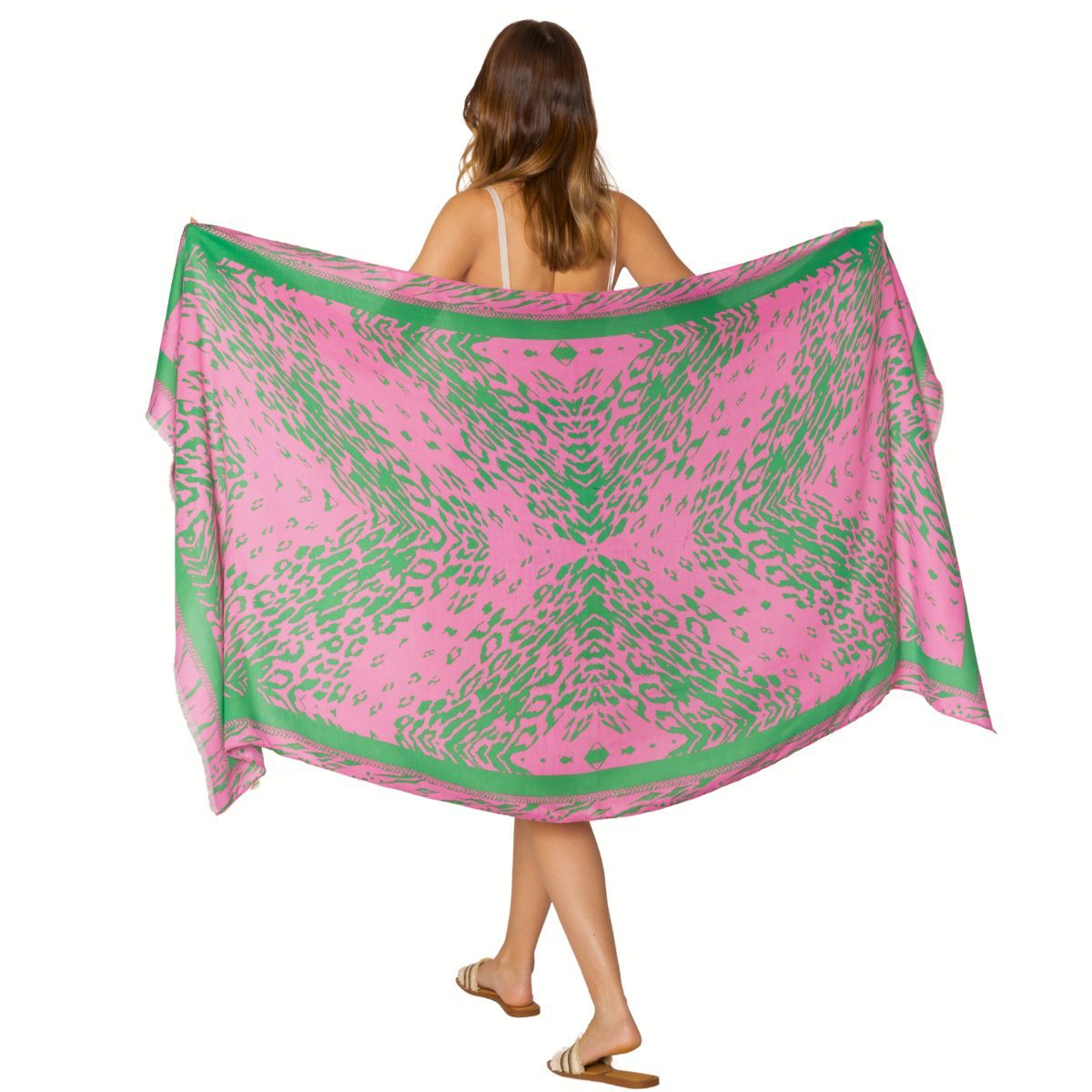 Scarf Wrap Animal Print Pink Green for Women