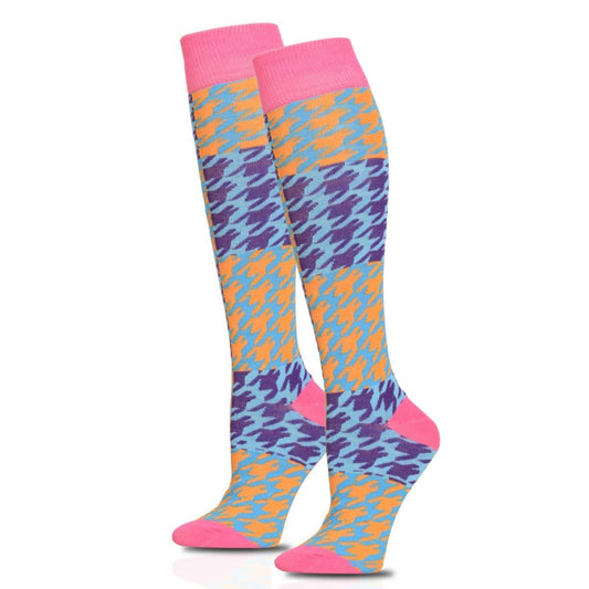 Socks Knee High Pink Checkered for Women
