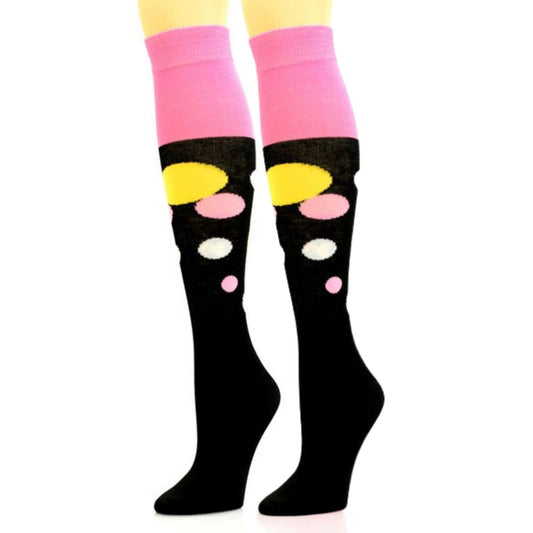 Socks Knee High Black Retro Bubble for Women