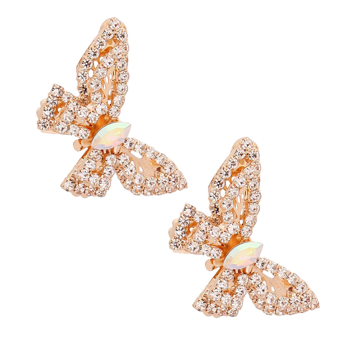 Gold 3D Butterfly Studs