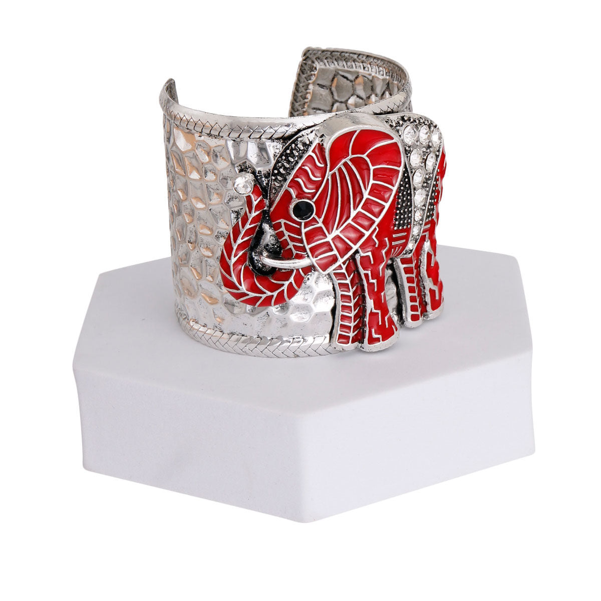 DST Red Elephant Rhinestone Cuff