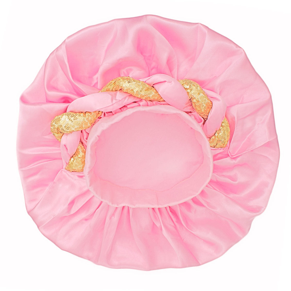 Bonnet Light Pink Gold Satin Wide Edge Twist Women