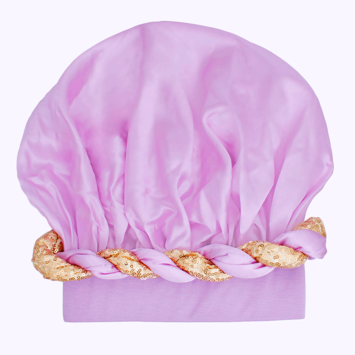 Bonnet Purple Gold Satin Wide Edge Twist Women