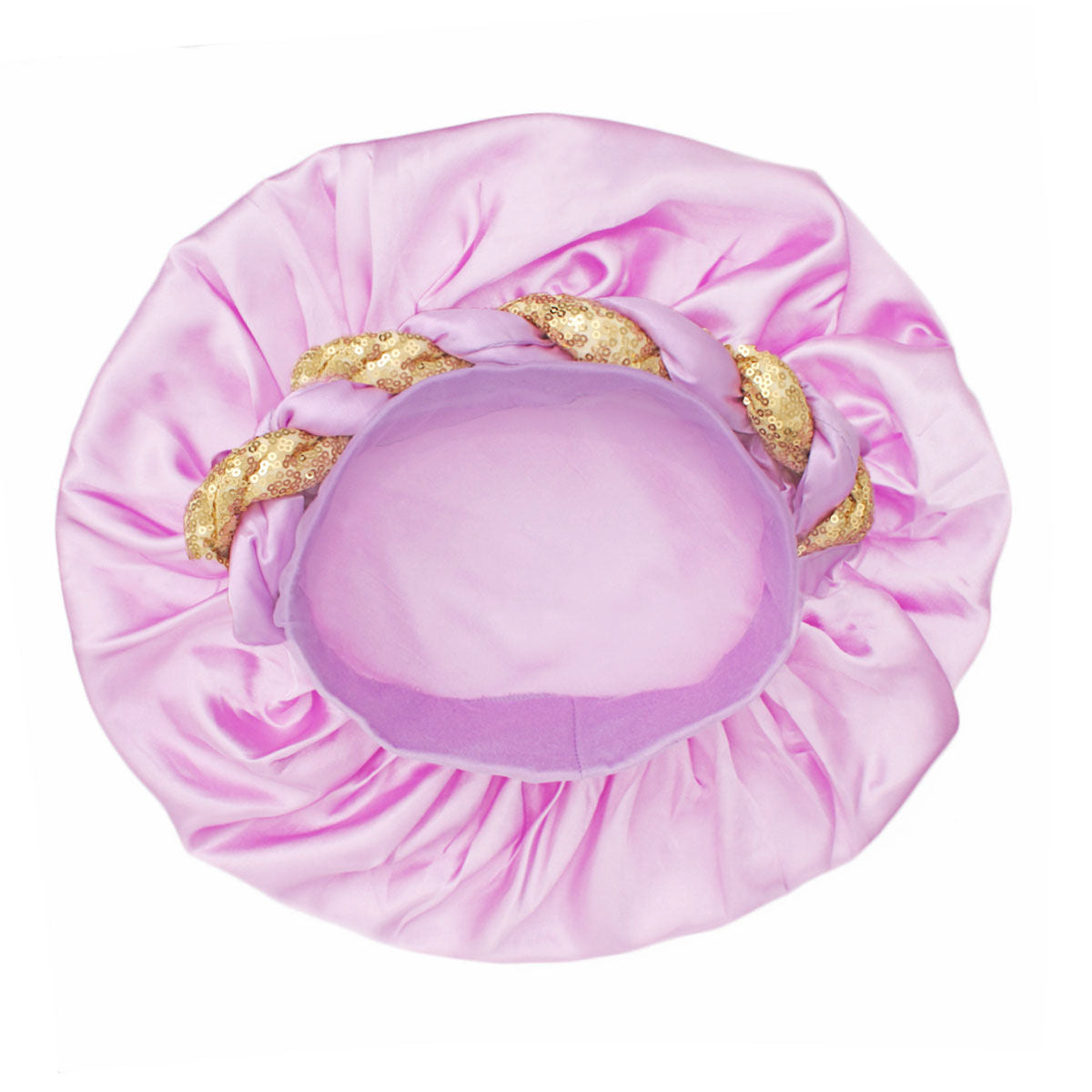 Bonnet Purple Gold Satin Wide Edge Twist Women