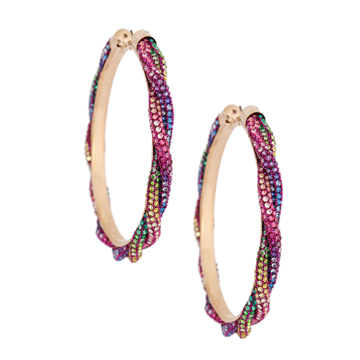 Rainbow Twisted Stone Hoops