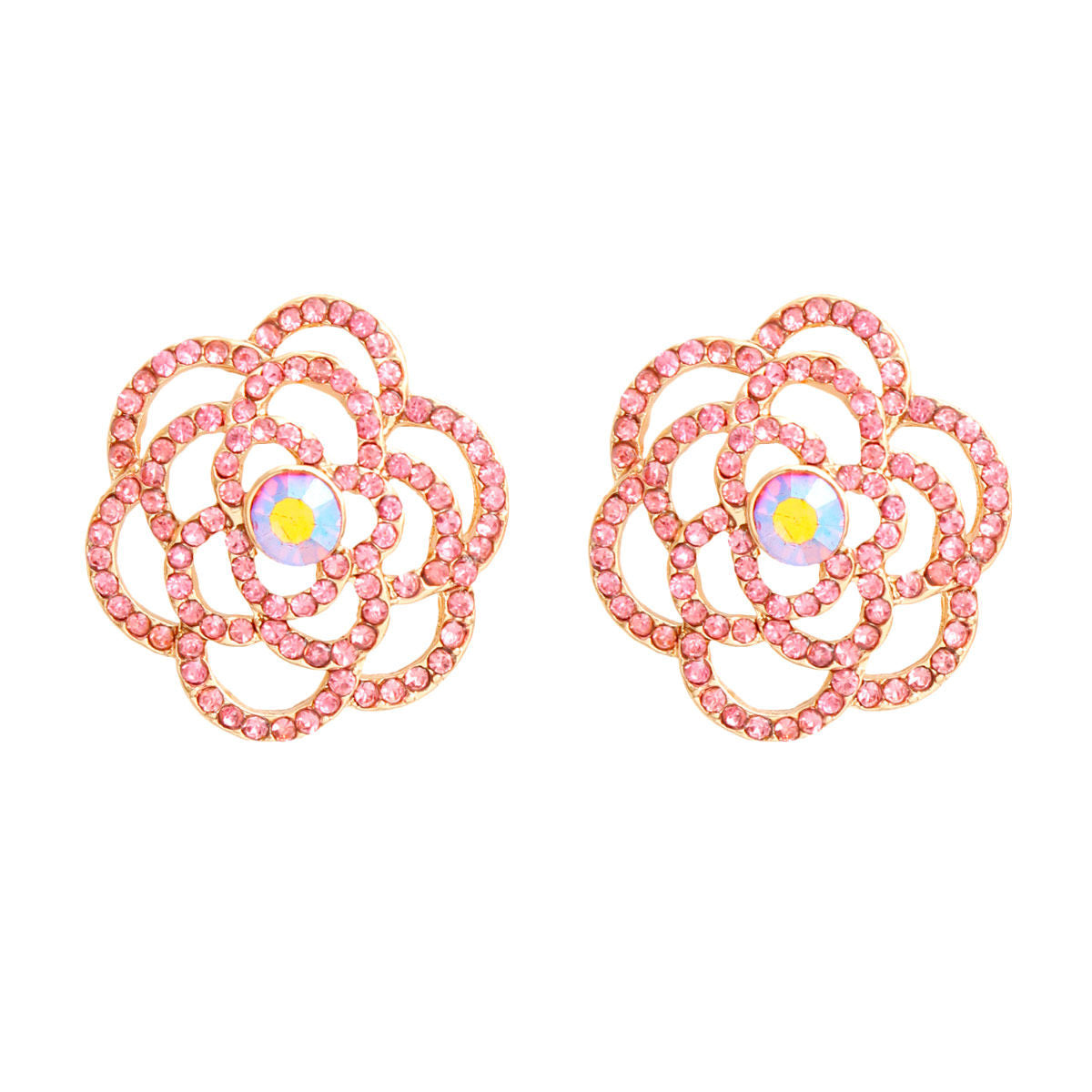 Pink Tea Rose Cutout Small Earrings Stud