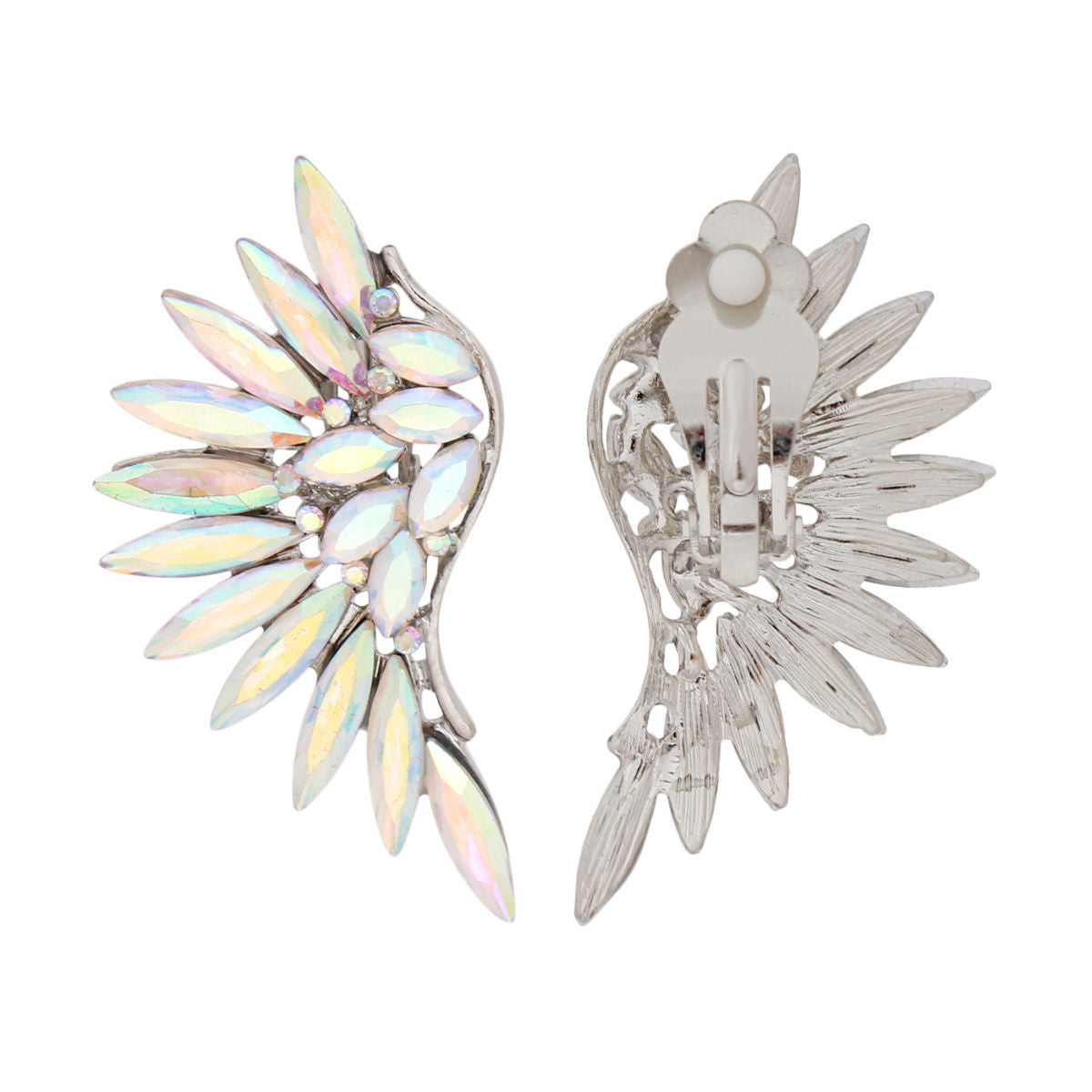 Clip On Aurora Borealis Wing Earrings for Women