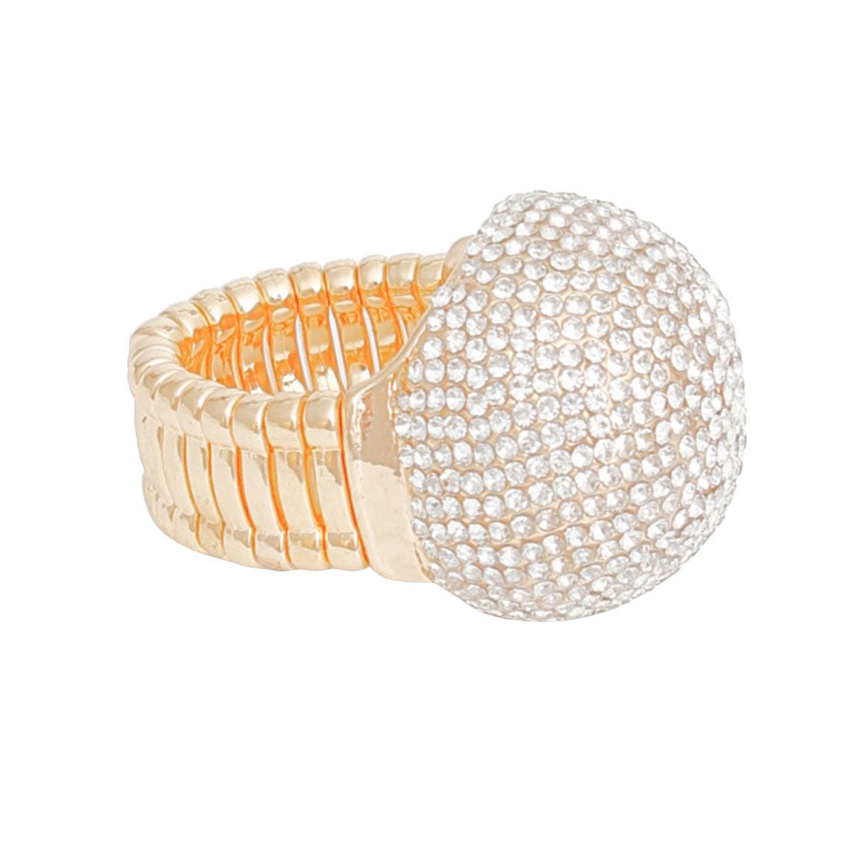 Cocktail Ring Gold Pave Dome for Women