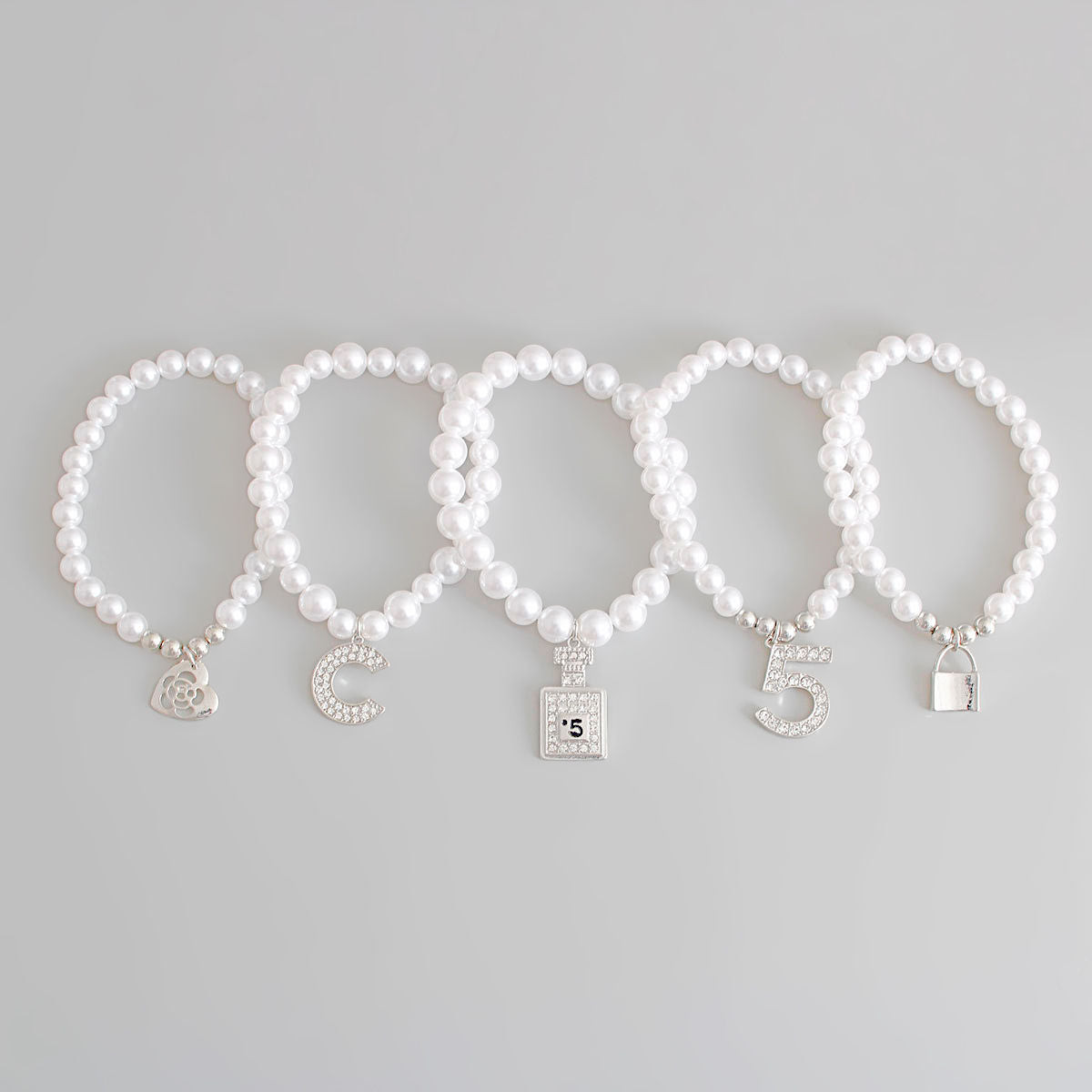 White Pearl Silver No. 5 Boutique Bracelets