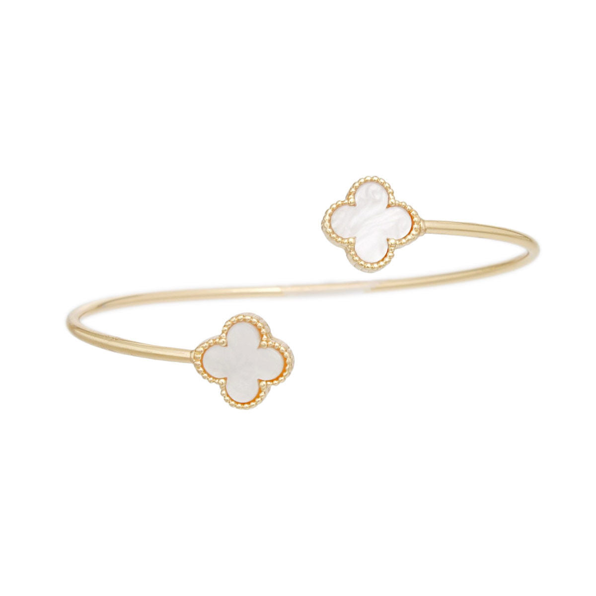 Bangle Gold White Clover Open Bracelet for Women