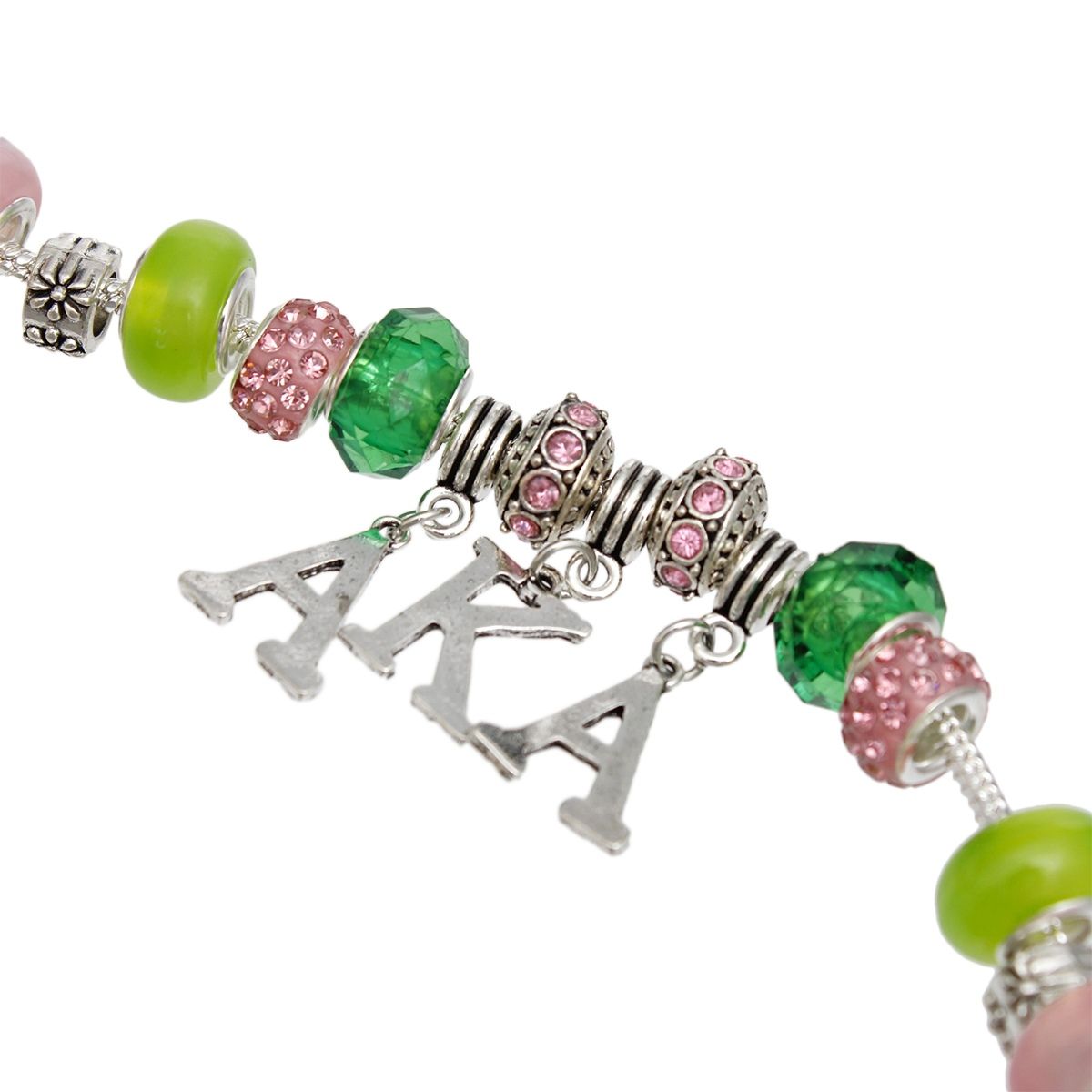 AKA Sorority Rondelle Bead Letter Charm Bracelet