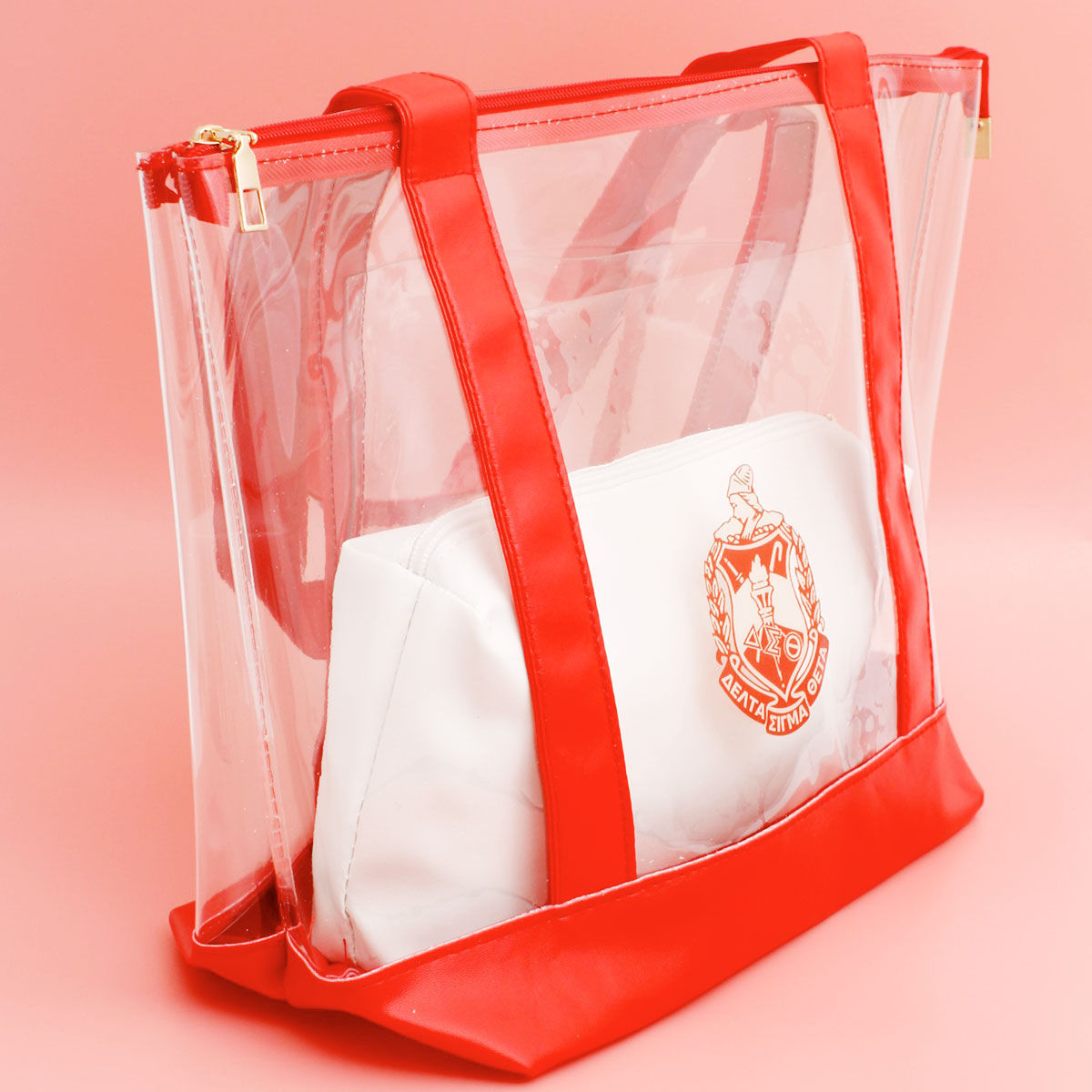 Tote Red Clear Delta Sorority Bag for Women