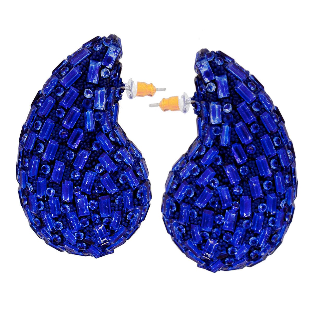 Studs Blue Embellished Teardrop Earrings