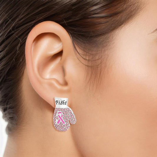 Studs Silver Light Pink Ribbon Fight Earrings