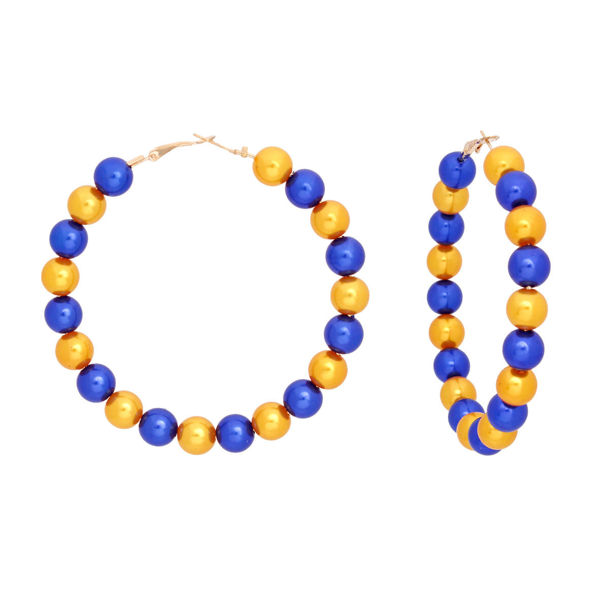 SGRHO Sorority Blue Gold Pearl Hoops for Women