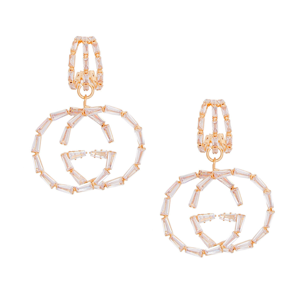 Hoops Gold Crystal Italian Luxe Charm Earrings