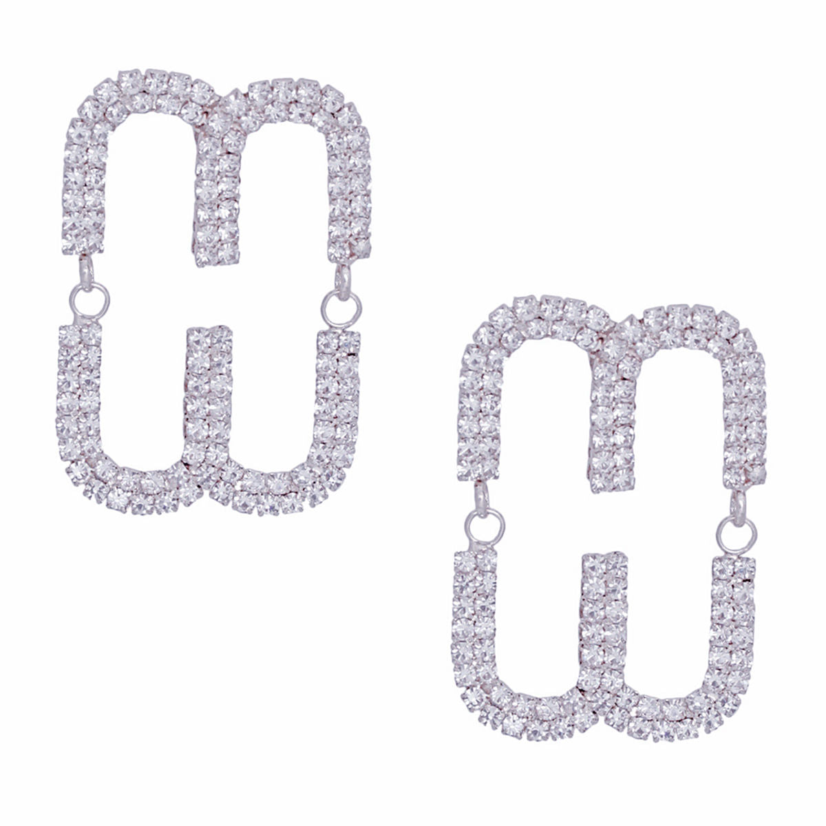 Studs Silver Pave Oval Loop Design Earrings Women