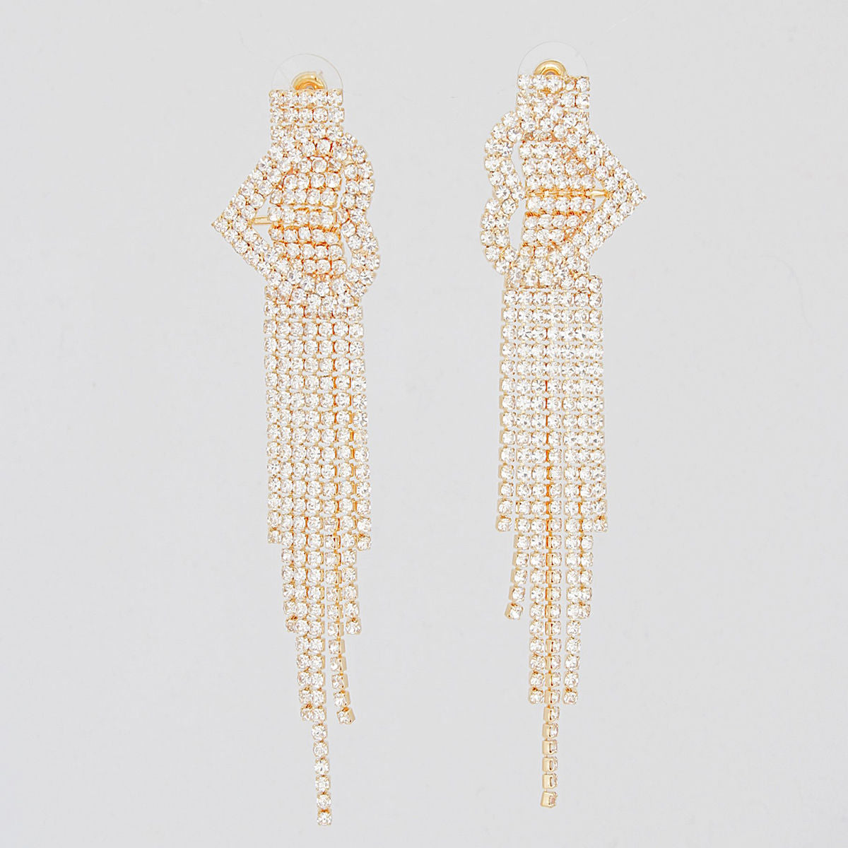 Tassel Long Gold Glam Heart Buckle Fringe Earrings