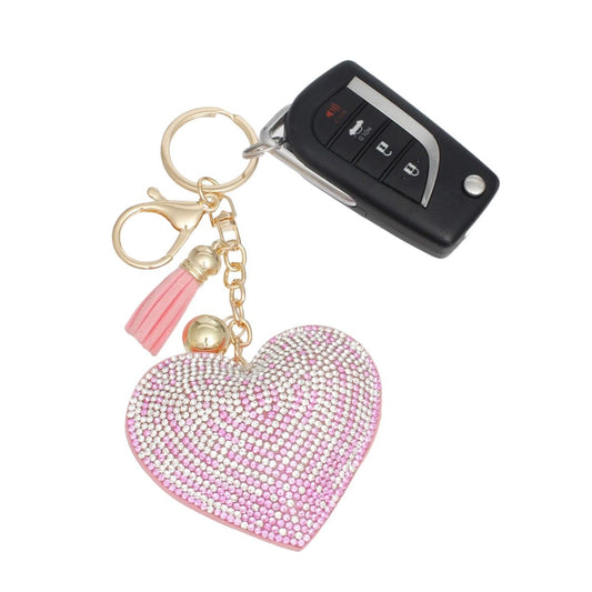 Keychain Sparkling Love Pink Padded Heart Charm