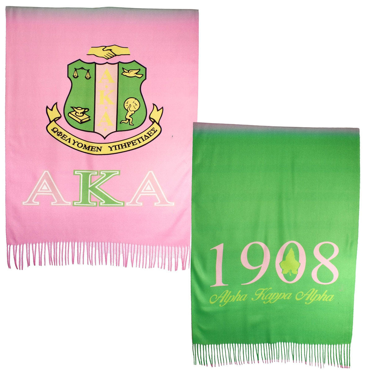 AKA Pink and Green Shield Fashion Shawl Scarf