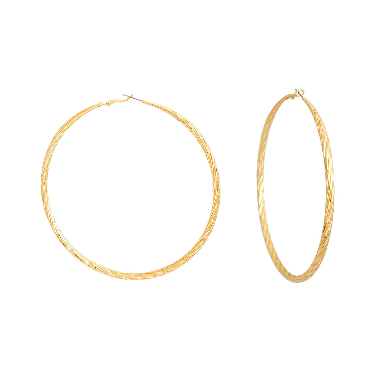 Hoops Large Gold Angled Cut Earrings for Women