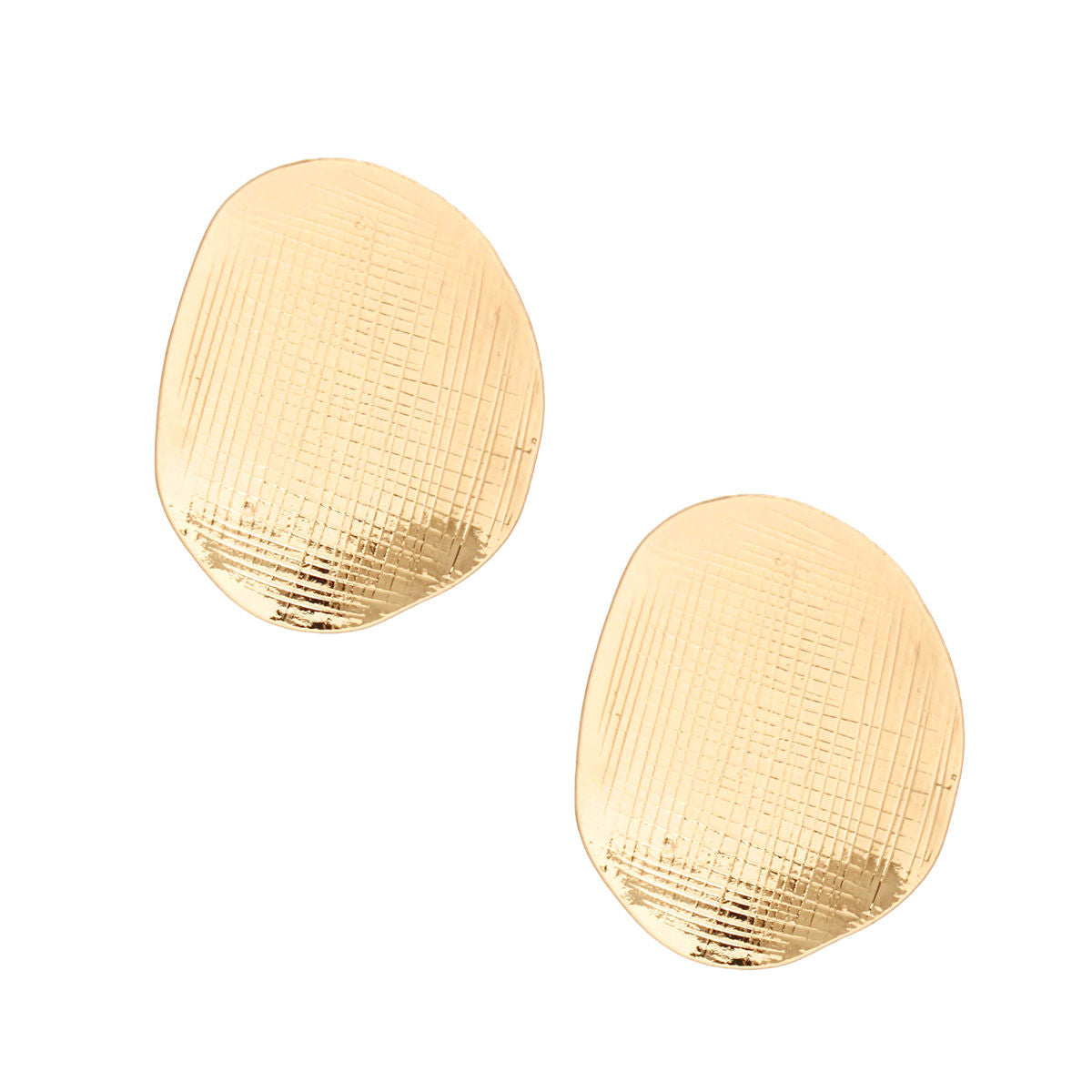 Studs Large Scratched Gold Disc Earrings Women