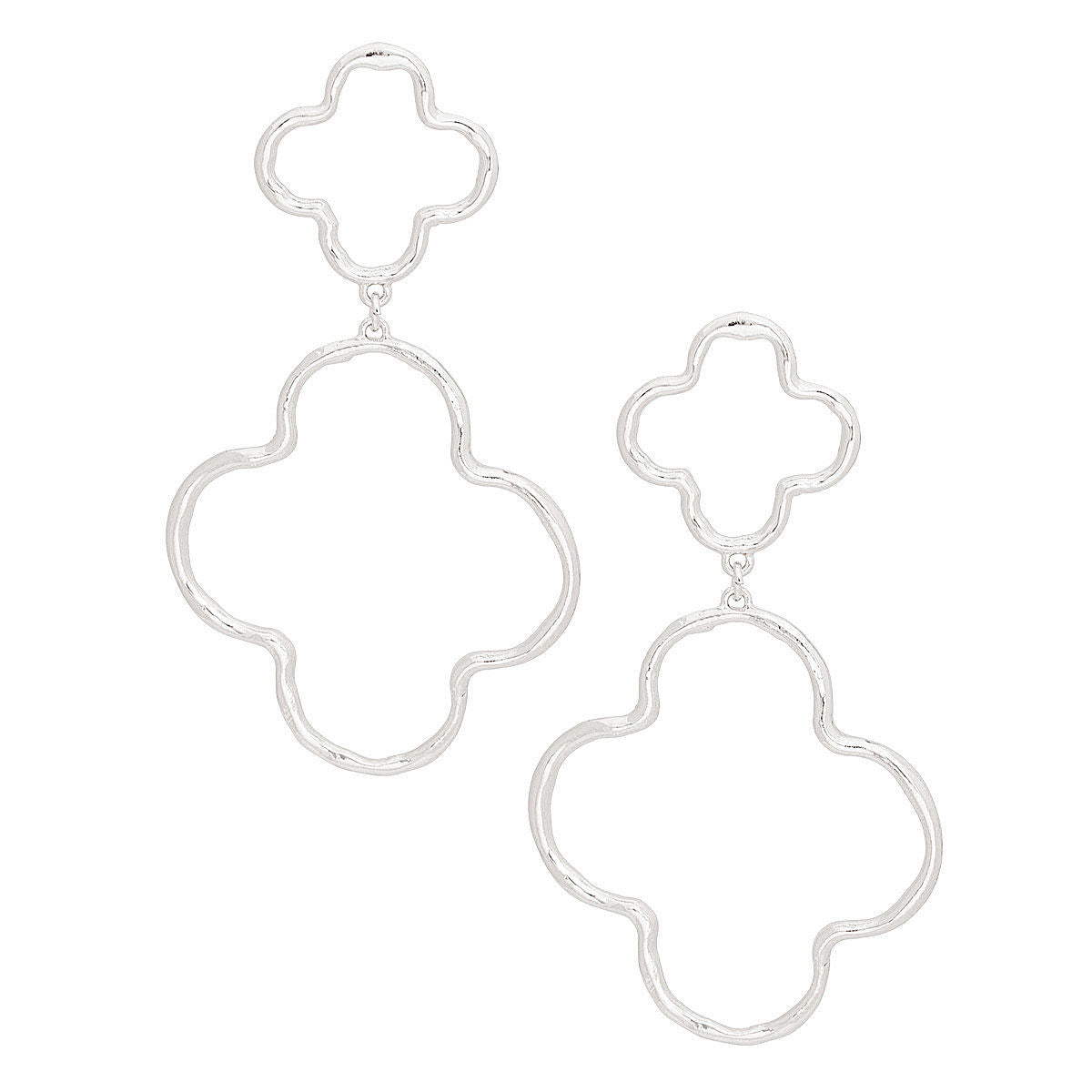 Dangle Earrings Silver Clover Cutout for Women