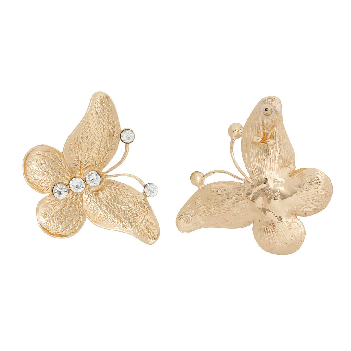 Drop Large Gold Butterfly Branch Detail Earrings