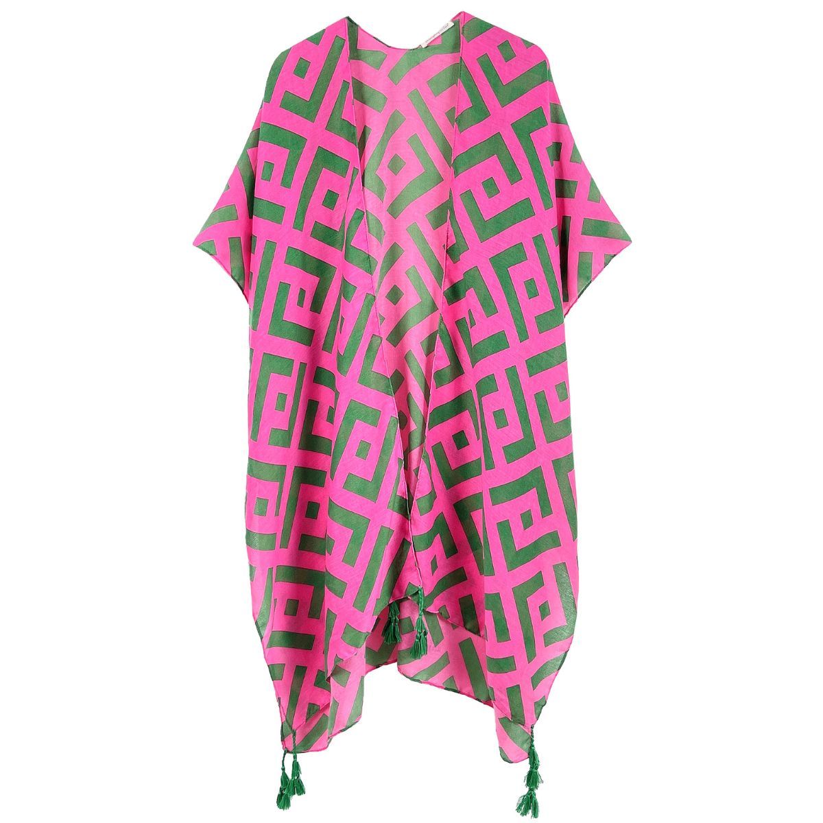 Kimono Lux Geo Print Pink and Green for Women