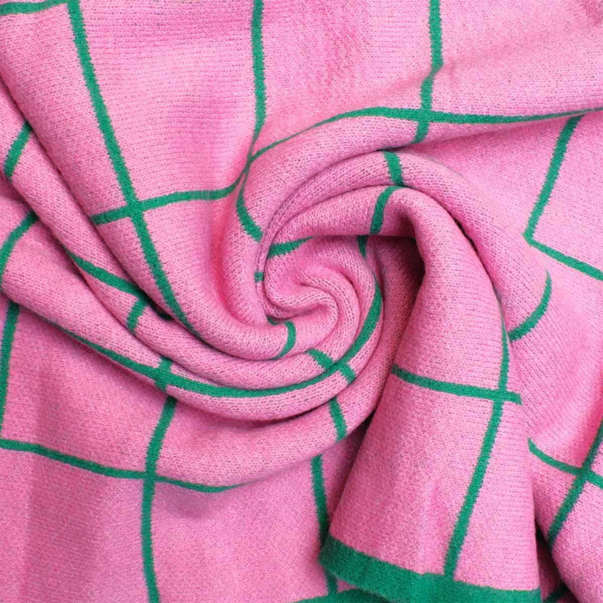 AKA Sorority Plaid Knit Pink Green Poncho