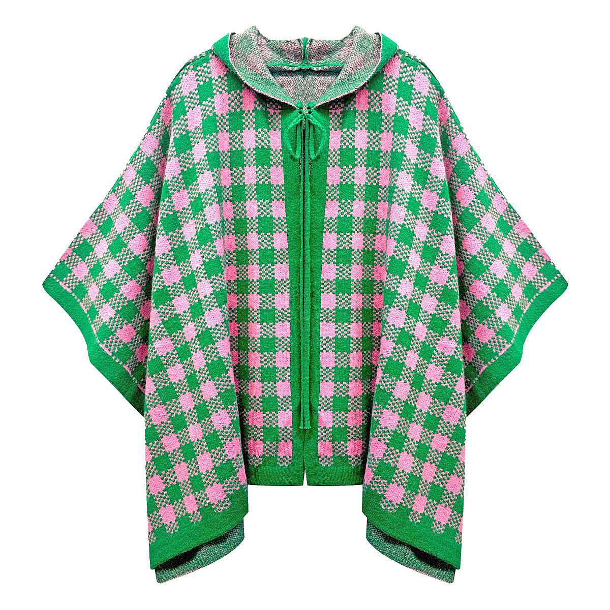 AKA Sorority Checkered Knit Pink and Green Cape