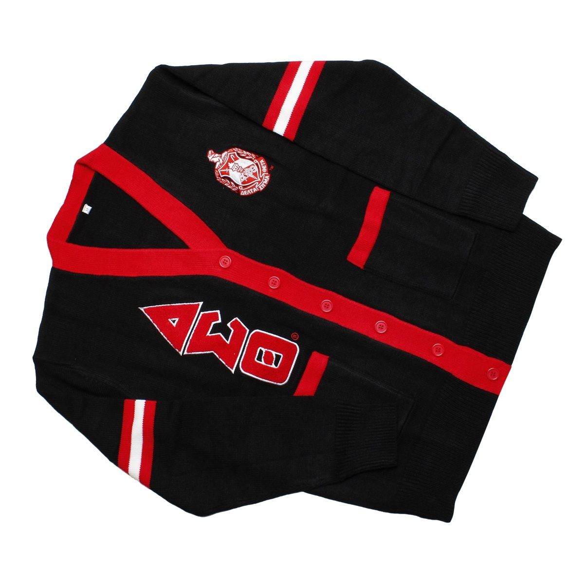 DST Sorority Med Black Letterman Sweater Cardigan