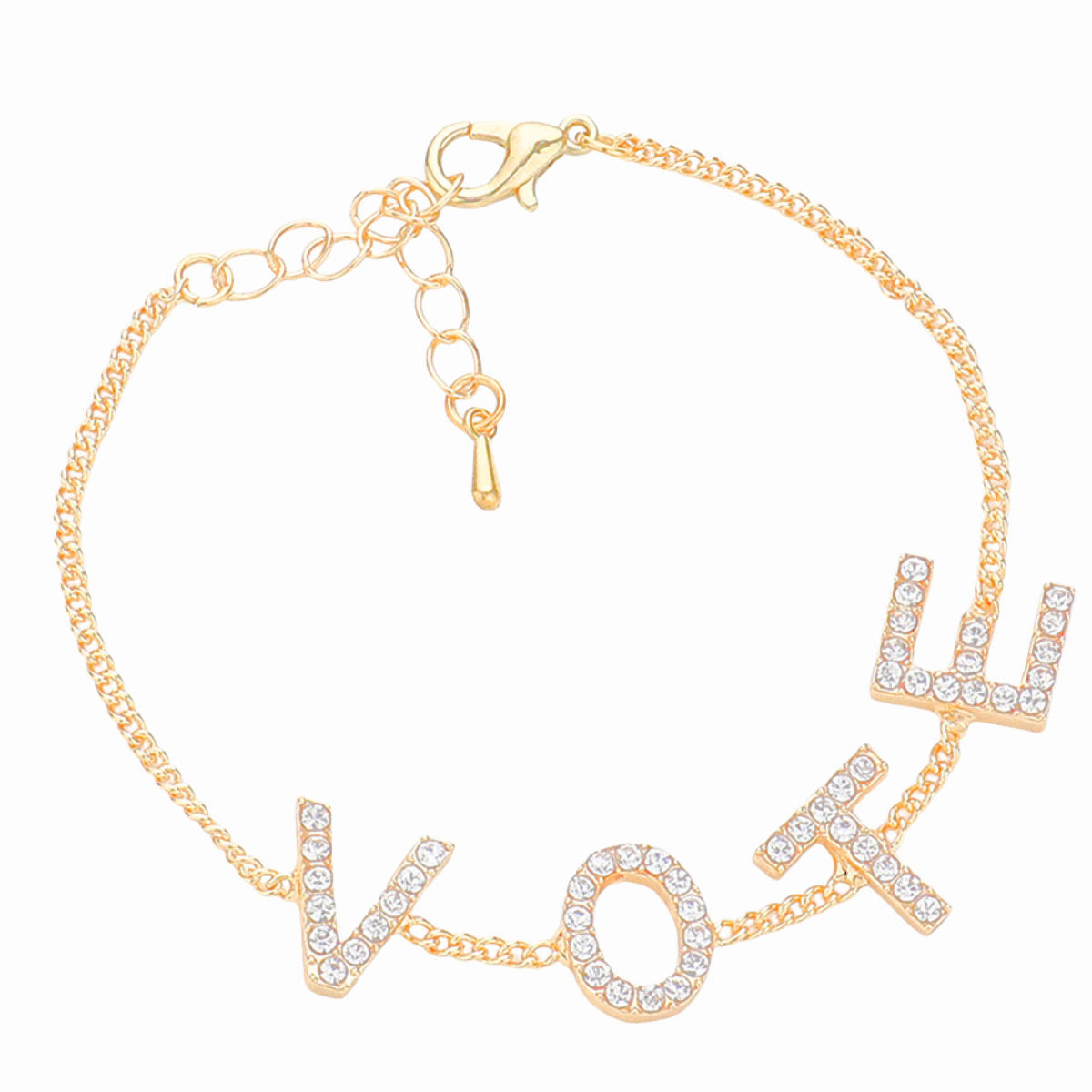 Bracelet VOTE Rhinestone Gold Chain for Women