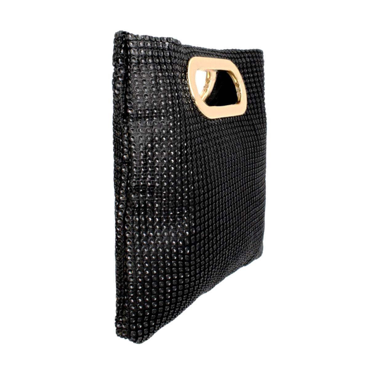 Handbag Black Rhinestone Mesh Square Clutch Women