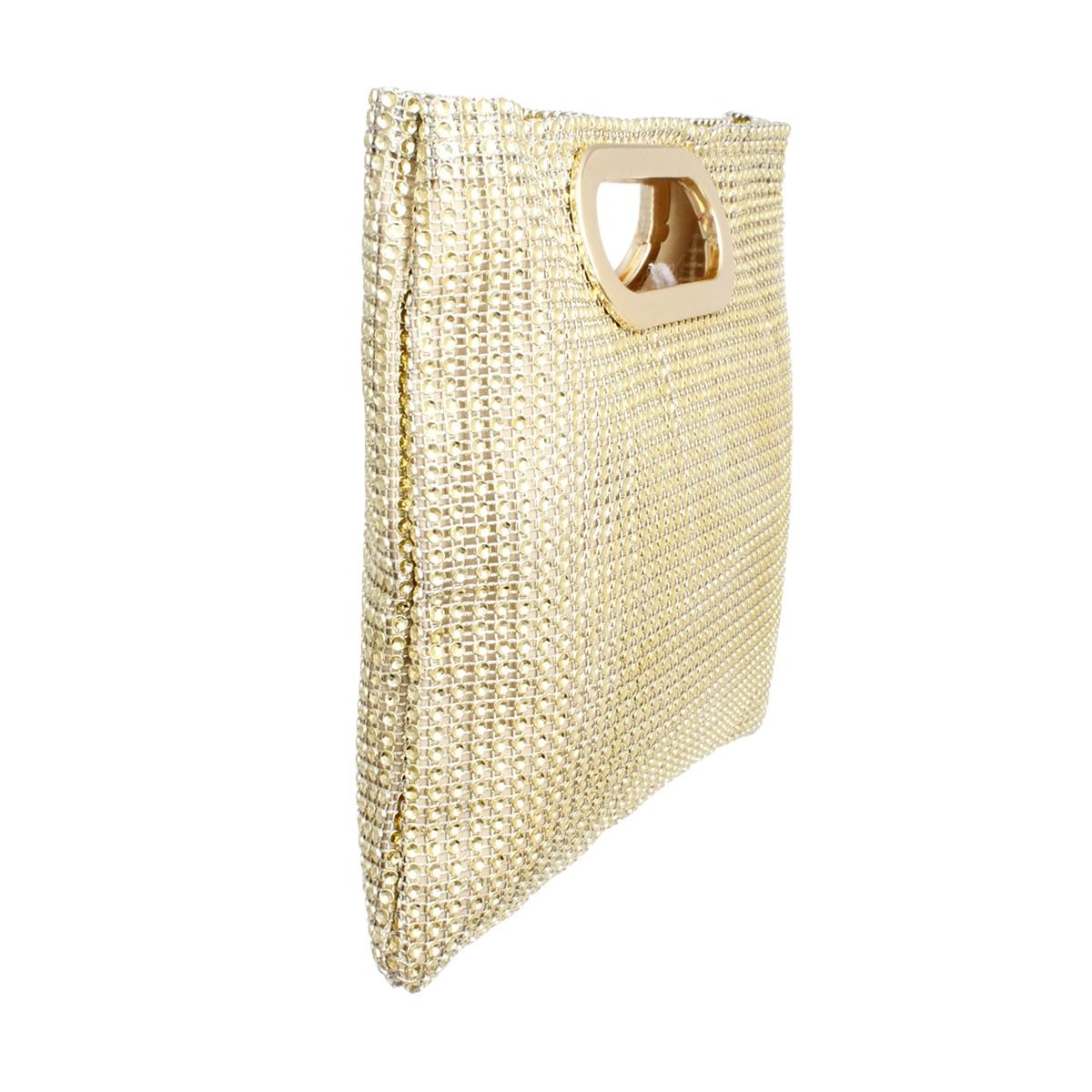 Handbag Gold Rhinestone Mesh Square Clutch Women