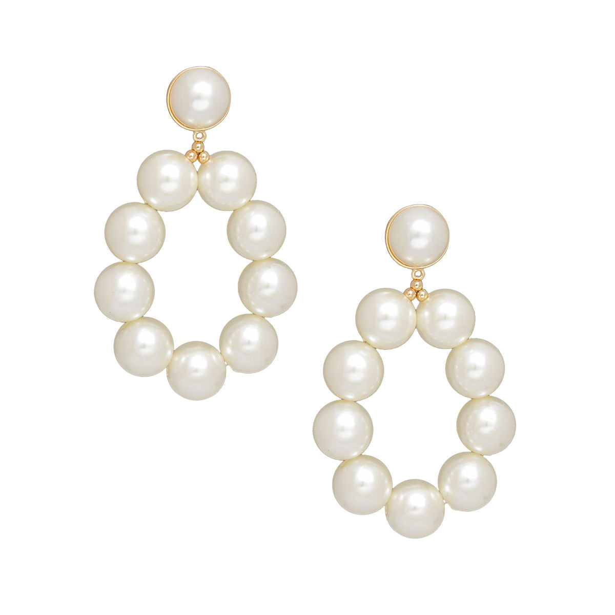 Pearl Cream Gold Large Teardrop Earrings for Women