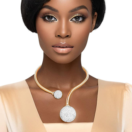 Choker Gold Disco Ball Hinge Necklace for Women