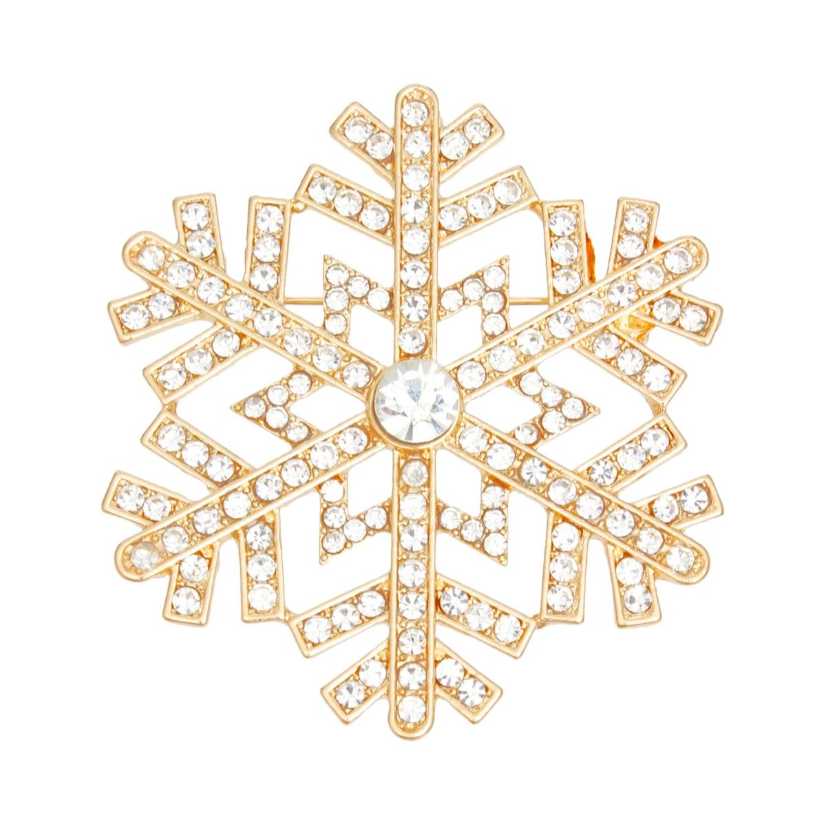 Brooch Radiating Snowflake Gold Pin for Women