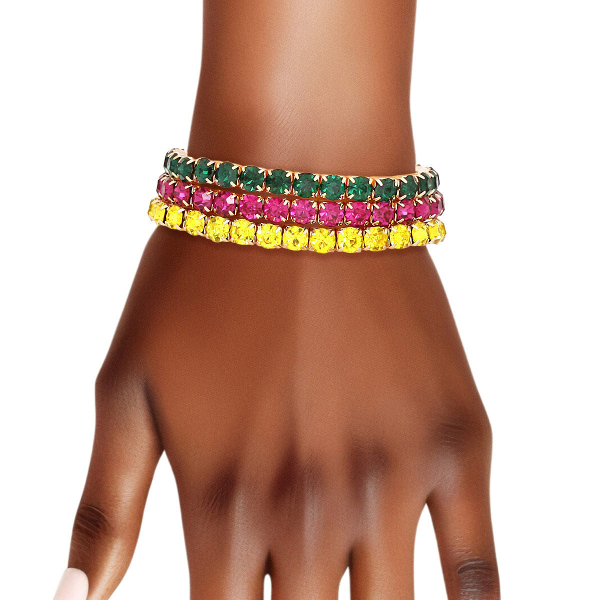 Bracelets Multicolor 5mm Rhinestone 3 Strand Women