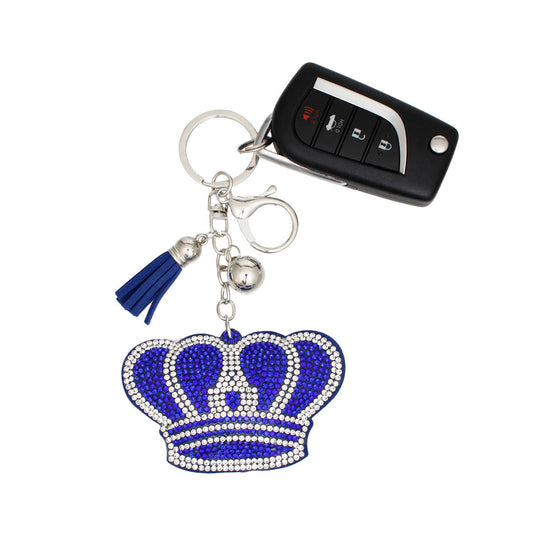 Keychain Silver Royal Blue Crown Charm for Women