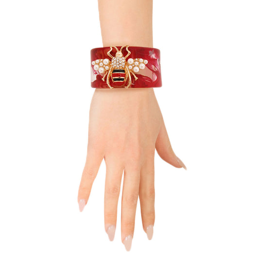 Designer Red Swirled Bee Cuff