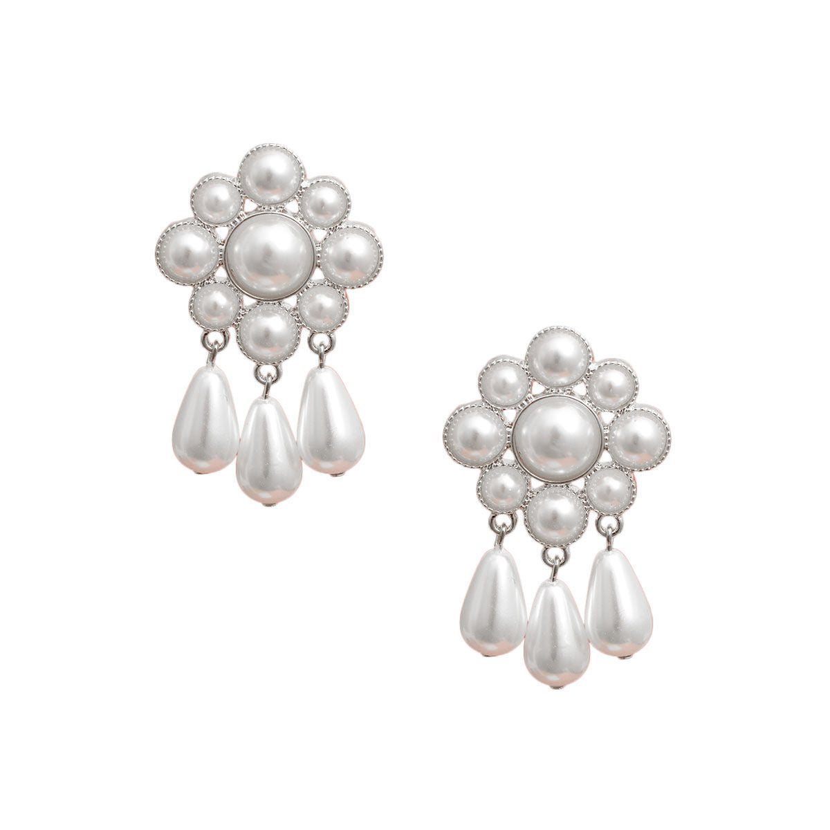 White Pearl Antique Flower Studs