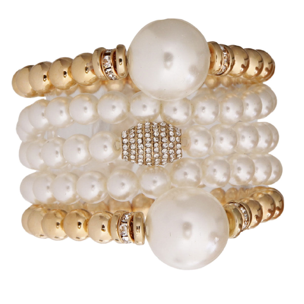 Gold and Cream Bubble Gum Pearl Bracelets