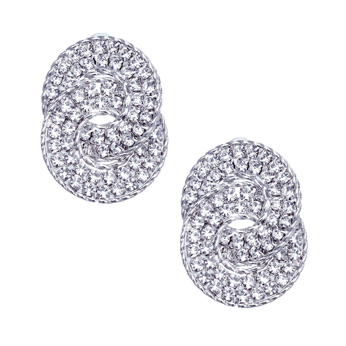 Silver Crystal Hooked Ring Studs