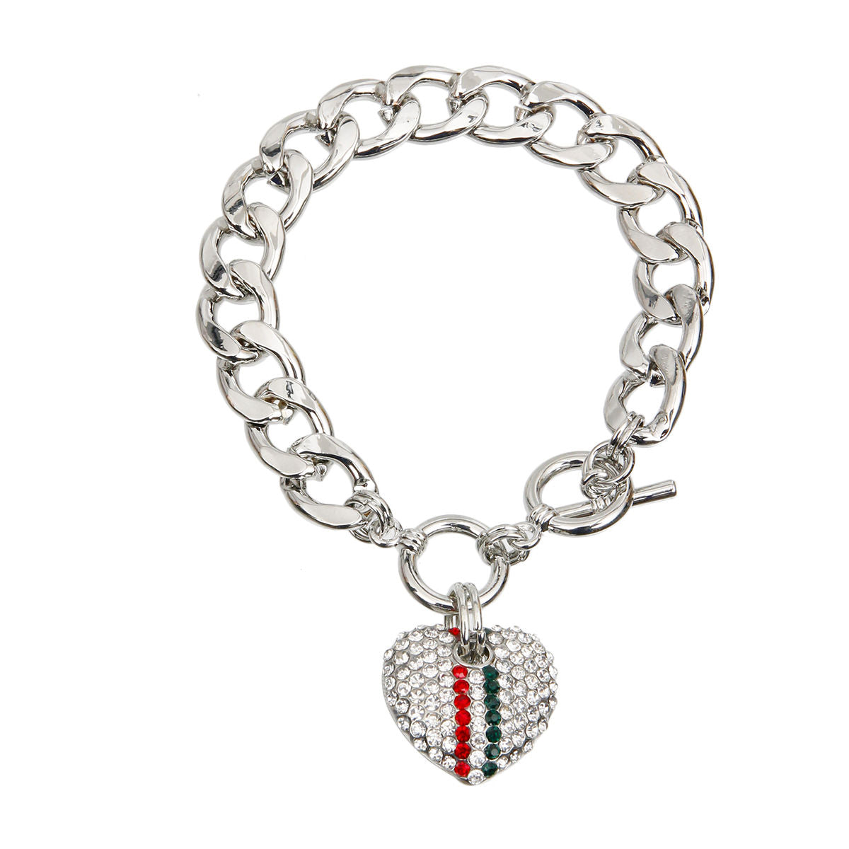 Striped Heart Toggle Bracelet