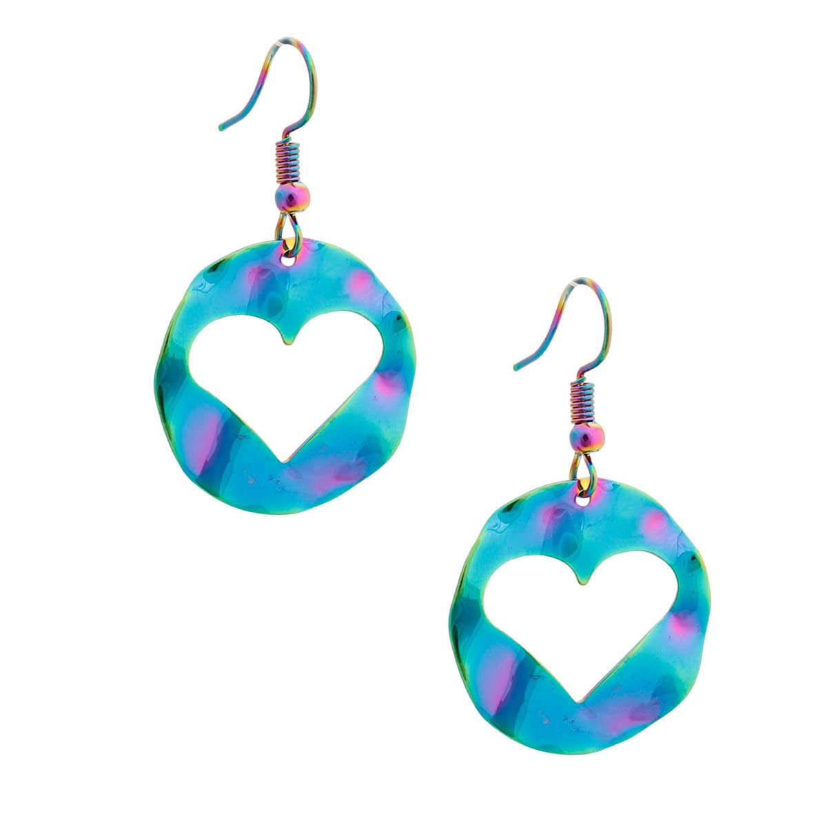Rainbow Metal Cutout Heart Earrings