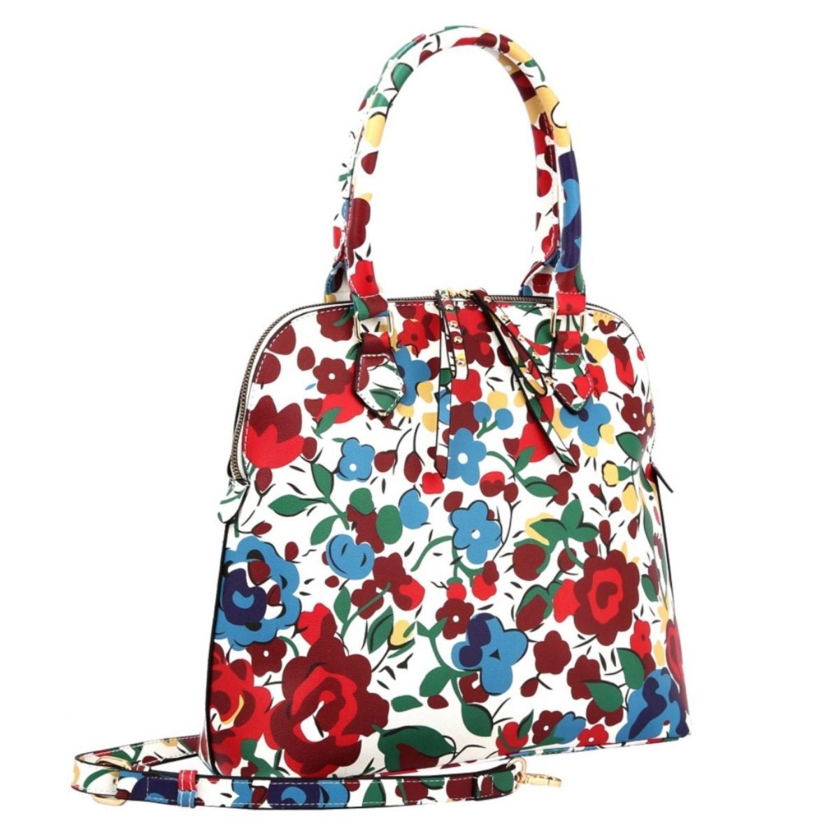Multi Color Floral Tall Dome Satchel Bag Set