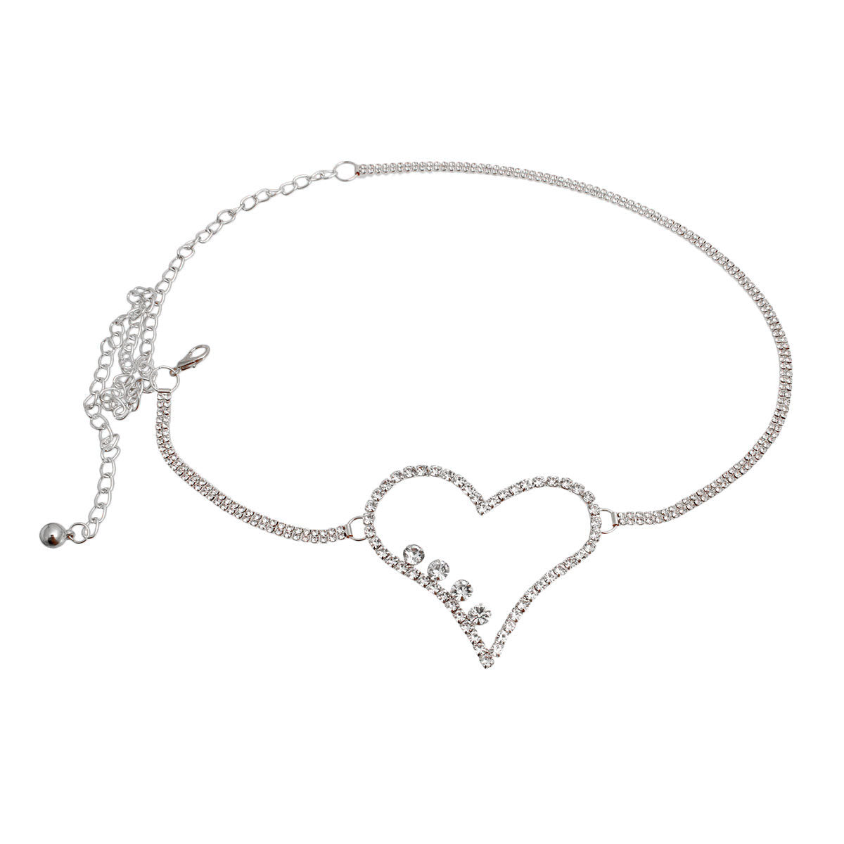 Silver Embellished Heart Chain Belt