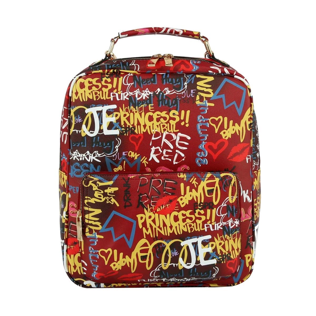 Red Graffiti Trolley Sleeve Backpack