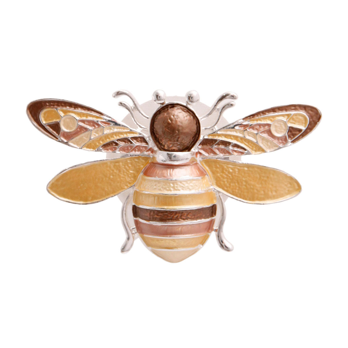 Brown and Silver Bee Magnet Brooch